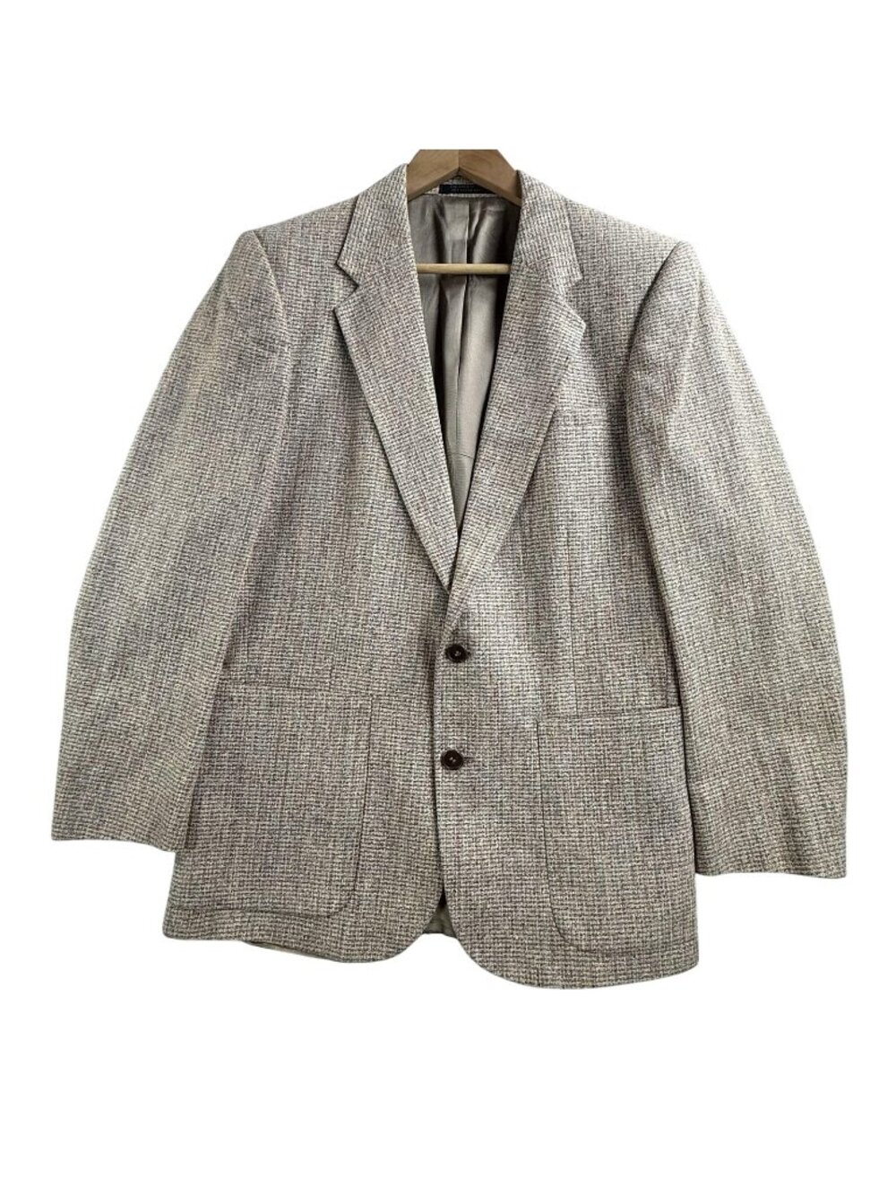 Vintage Jhane Barnes Blazer Mens 38 Beige Check Wool Tweed Sport Coat USA Made